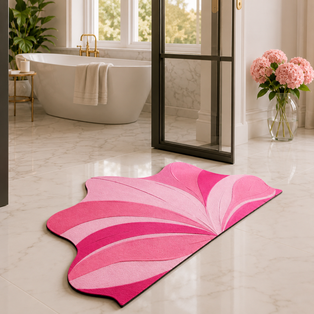 Elegant Lotus Floral Floor Mat