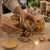 Luxury Ribbed Glass Dry Fruit & Snack Serving Set With Bamboo Lid & Tray (7-Piece)
