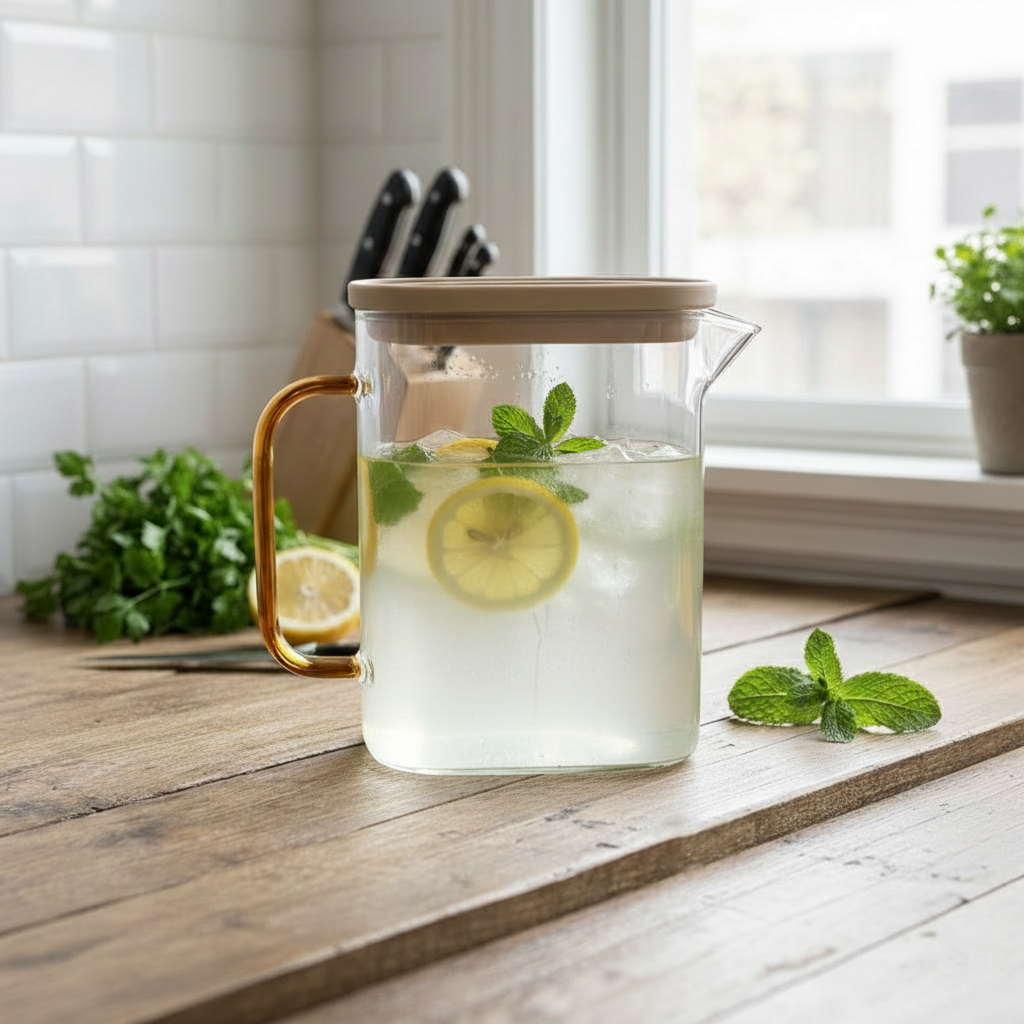 CrystalSeal Glass Pitcher with Airtight Lid