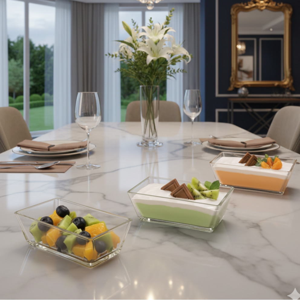 6-Pcs Rectangular Serving Glass Bowl Set (2091) by Limon