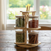 360° Bamboo & Glass Culinary Carousel with Round Jars (1134)