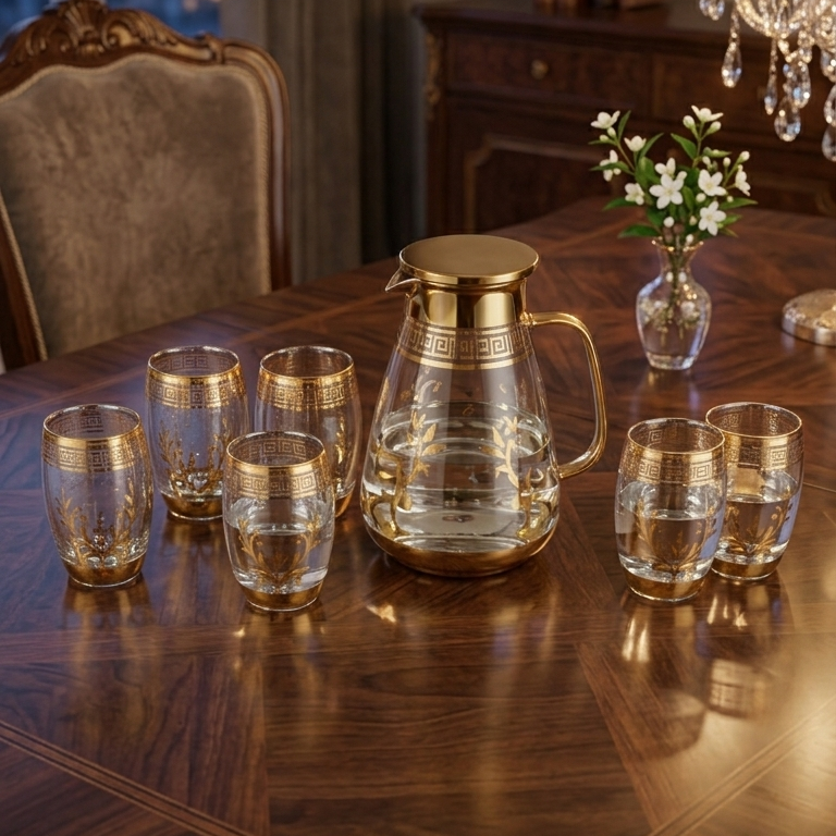 Olympus 7-Piece Printed Luxury Glass Beverage Set