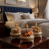 Exquisite 3-Piece Golden Base Glass Jars with Lid 1168