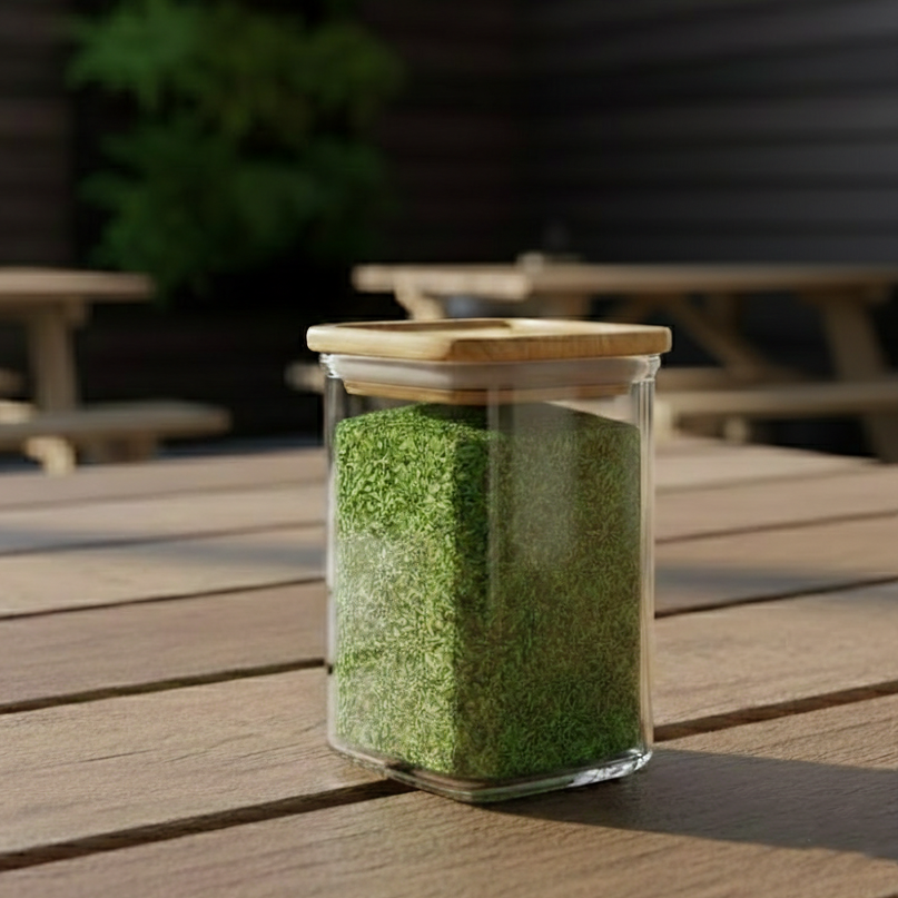 400ml Square Food Storage Jar with Wooden Lid (2198) by Limon