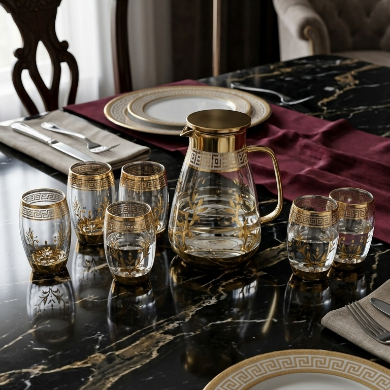 Olympus 7-Piece Printed Luxury Glass Beverage Set