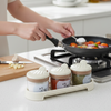 Round 3-Pcs Glass Spice Jars with Plastic Lid & Stand