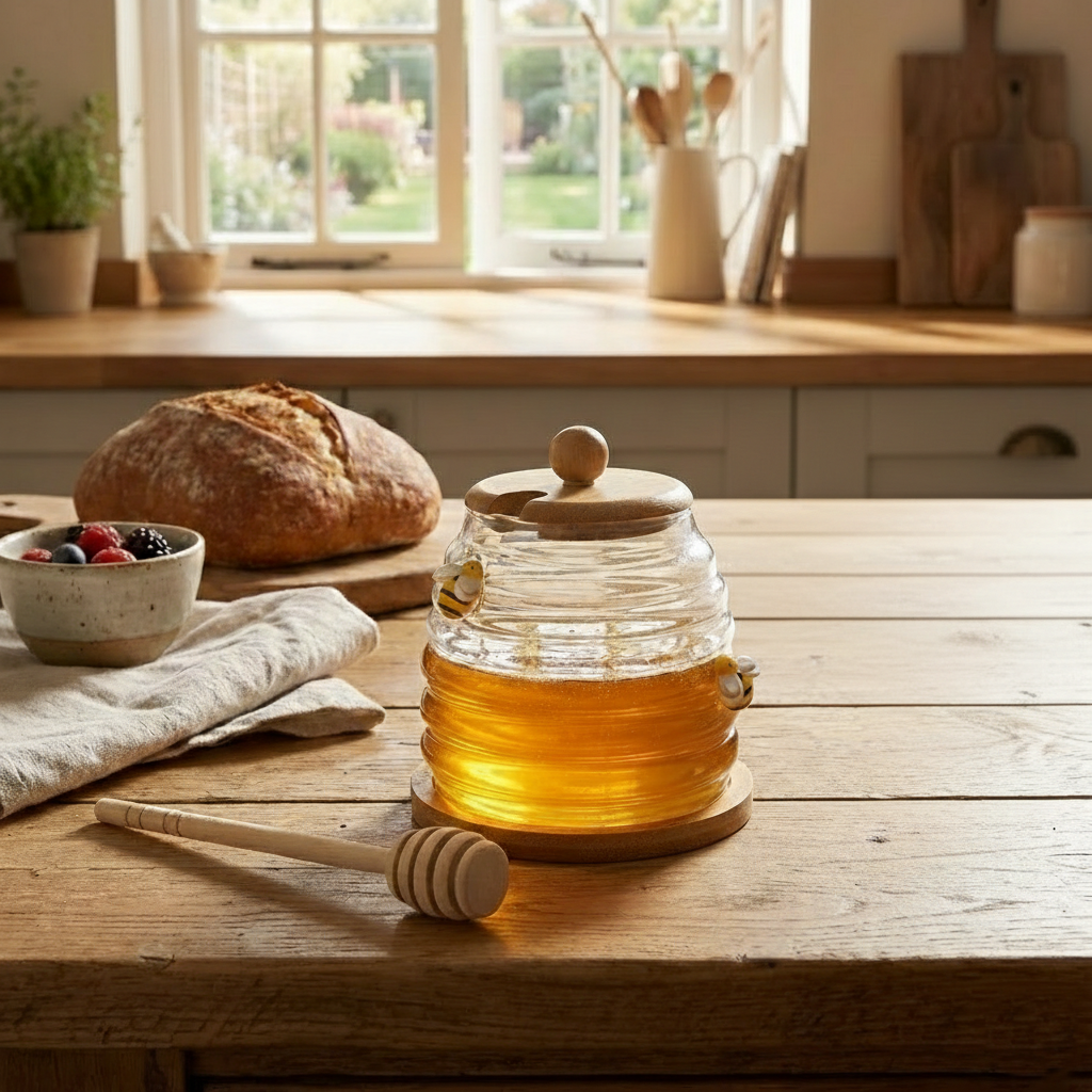 GoldenHive Premium Glass Honey Jar