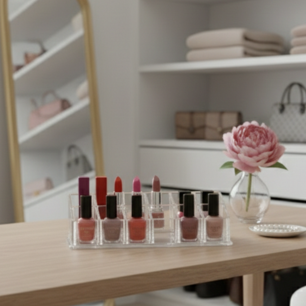 CrystalView 12-Grid Acrylic Makeup & Lipstick Organizer