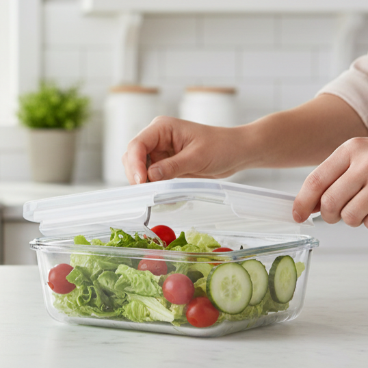 850ML Rectangular Glass Container with Lid (1802) by Limon