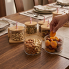 Luxury Ribbed Glass Dry Fruit & Snack Serving Set With Bamboo Lid & Tray (7-Piece)