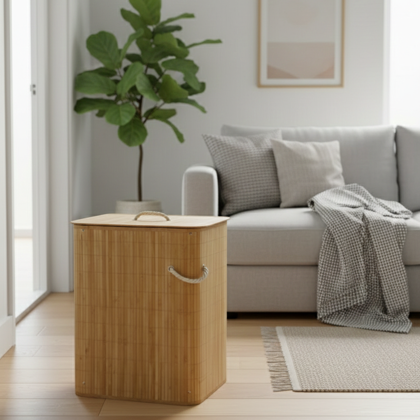 Rectangular Bamboo Laundry Basket