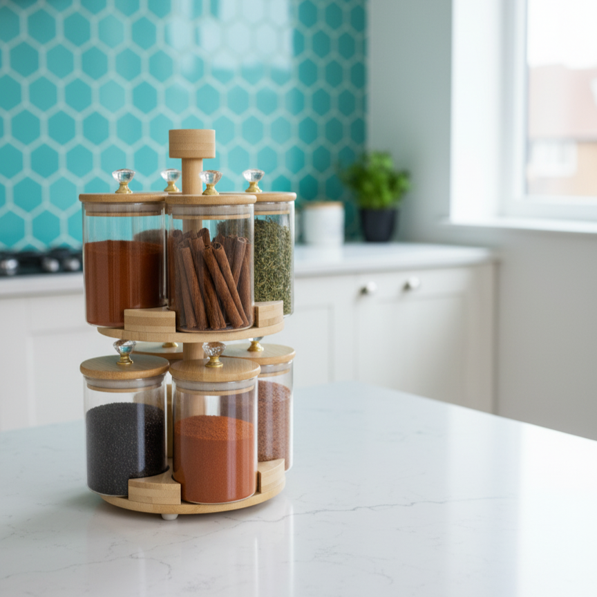 360° Rotating 2-Tier BambooLuxe Spice Tower (1108)