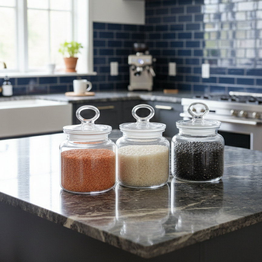 3-Pcs Rustic Design Handmade Glass Canister Set by Limon