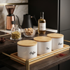 StyleServe Coffee Tea Sugar Glass Jar Set with Bamboo Tray
