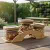 Bamboo Bridge with Square Glass Jars