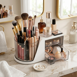 360° Rotating Desktop Organizer with Drawers