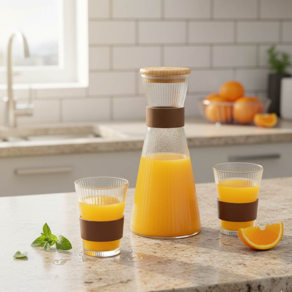 Staggering Carafe Set with Airtight Wooden Lid