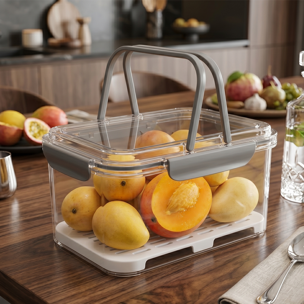 Airtight Storage Box with Drainer and Carry Handles