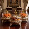Exquisite 3-Piece Golden Base Glass Jars with Lid 1168