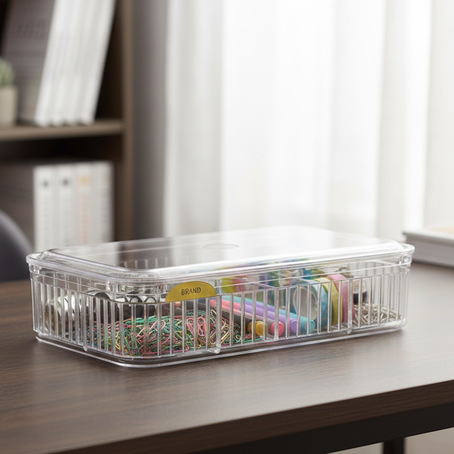 AdjustableGrids Acrylic Storage Box with Lid