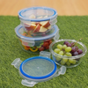 3-Pcs Round Glass Food Storage Containers with Lids