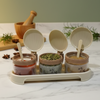 Round 3-Pcs Glass Spice Jars with Plastic Lid & Stand