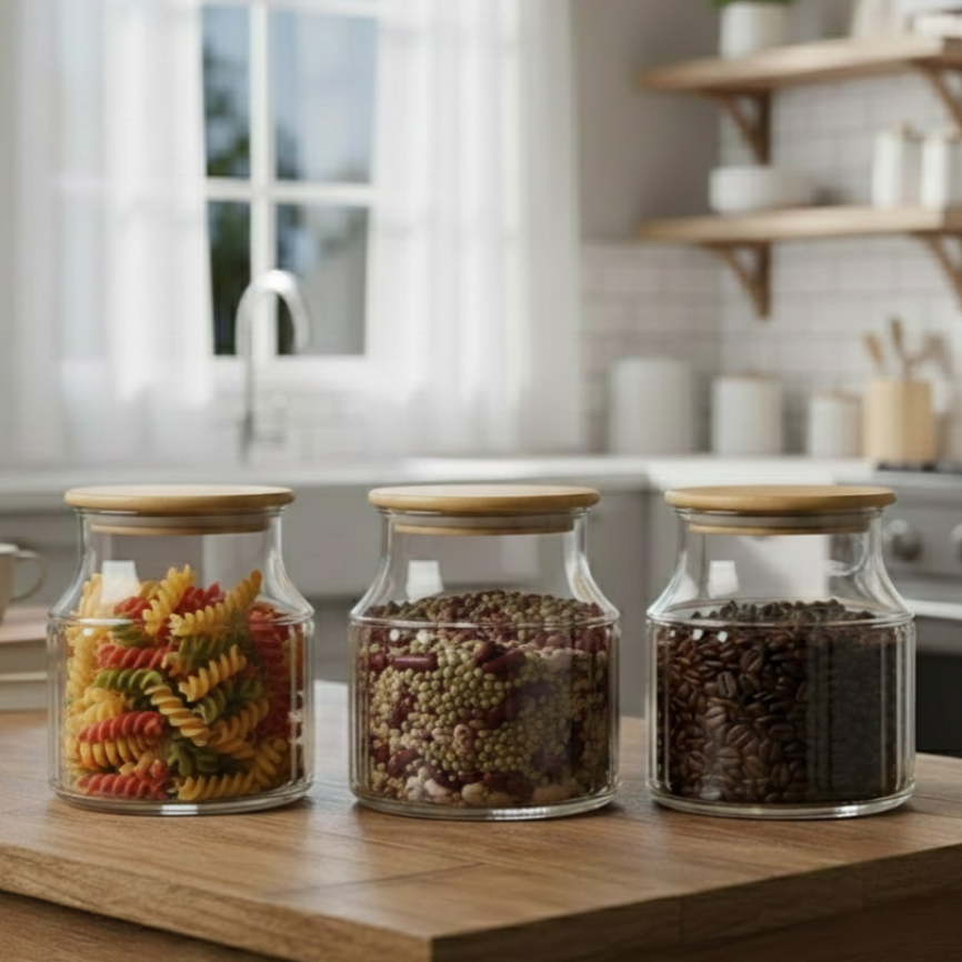 3-Pcs 800ml Home Made Glass Jars Set with Airight Lids (2263) by Limon