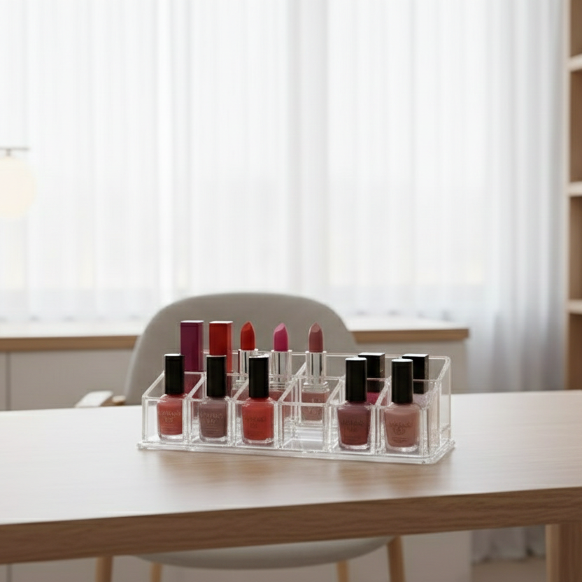 CrystalView 12-Grid Acrylic Makeup & Lipstick Organizer