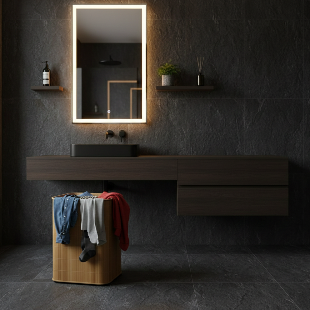 Rectangular Bamboo Laundry Basket