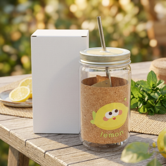 ClearSip Mason Glass Drinking Jar with Steel Lid & Straw (540ml)