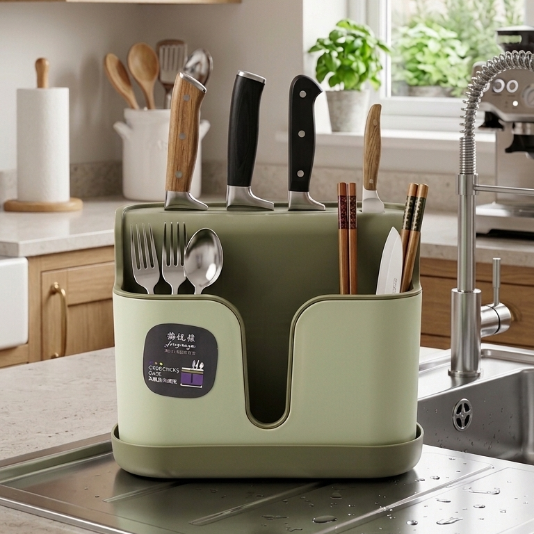 Premium Kitchen Cutlery & Knife Holder with Drainer
