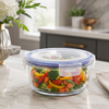 3-Pcs Round Glass Food Storage Containers with Lids