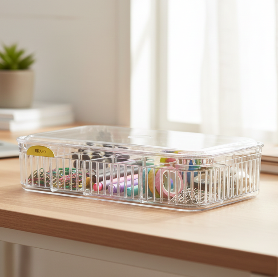 AdjustableGrids Acrylic Storage Box with Lid