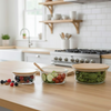 3Pcs Airtight Bamboo-Lid Glass Bowls Set (1145) – Round