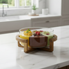 Classy Glass Serving Bowl with Wood Stand (1153)