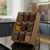 The Spice Slope: 9-Jar Fixed-Angle Bamboo & Glass Gallery (1132)