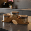 Bamboo Bridge with Round Glass Jars