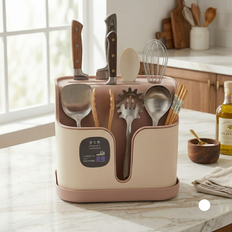 Premium Kitchen Cutlery & Knife Holder with Drainer