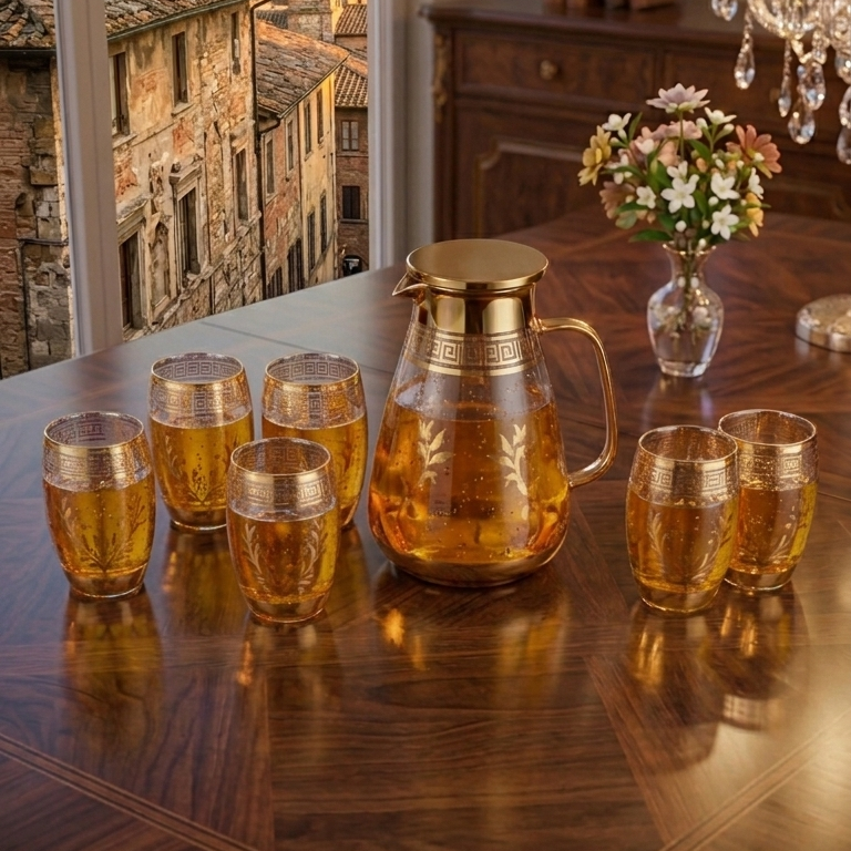 Olympus 7-Piece Printed Luxury Glass Beverage Set