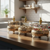 Exquisite 3-Piece Golden Base Glass Jars with Lid 1168