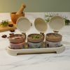 Round 3-Pcs Glass Spice Jars with Plastic Lid & Stand
