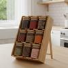 The Spice Slope: 9-Jar Fixed-Angle Bamboo & Glass Gallery (1132)