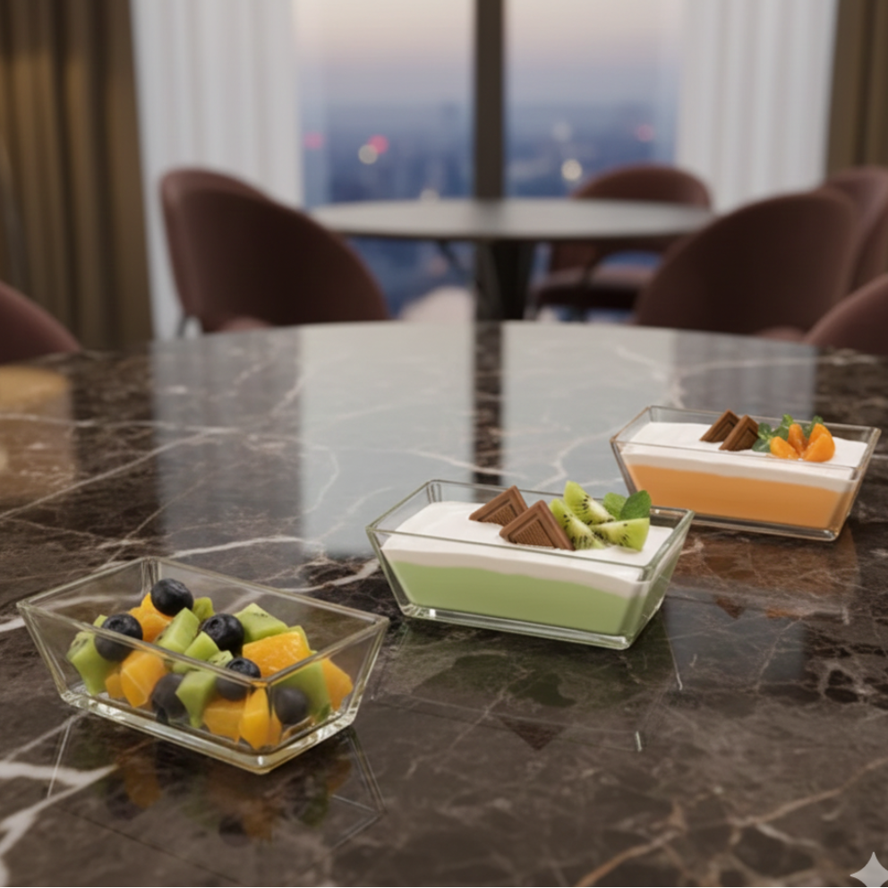 6-Pcs Rectangular Serving Glass Bowl Set (2091) by Limon