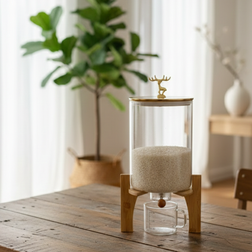2in1 Glass Grain Storage Bin and Dispenser