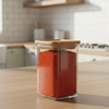 400ml Square Food Storage Jar with Wooden Lid (2198) by Limon