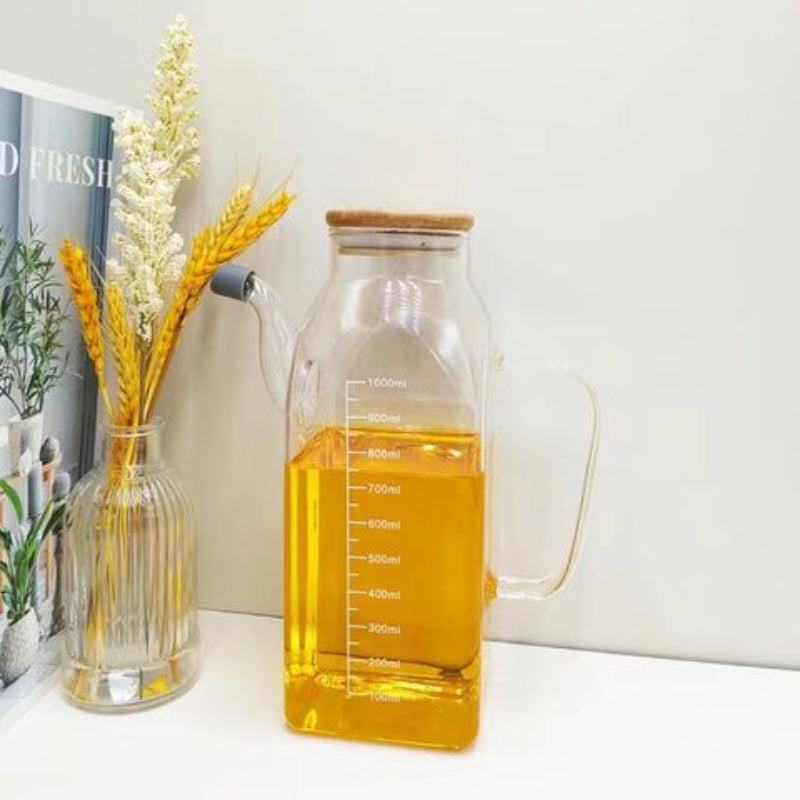 1L Borosilicate Jug with Airtight Wooden Lid & Precision Pour Stopper (1143)