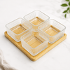 Glass Serving Bowl Set with Wooden Tray – 3 or 4 Bowls