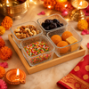 Glass Serving Bowl Set with Wooden Tray – 3 or 4 Bowls