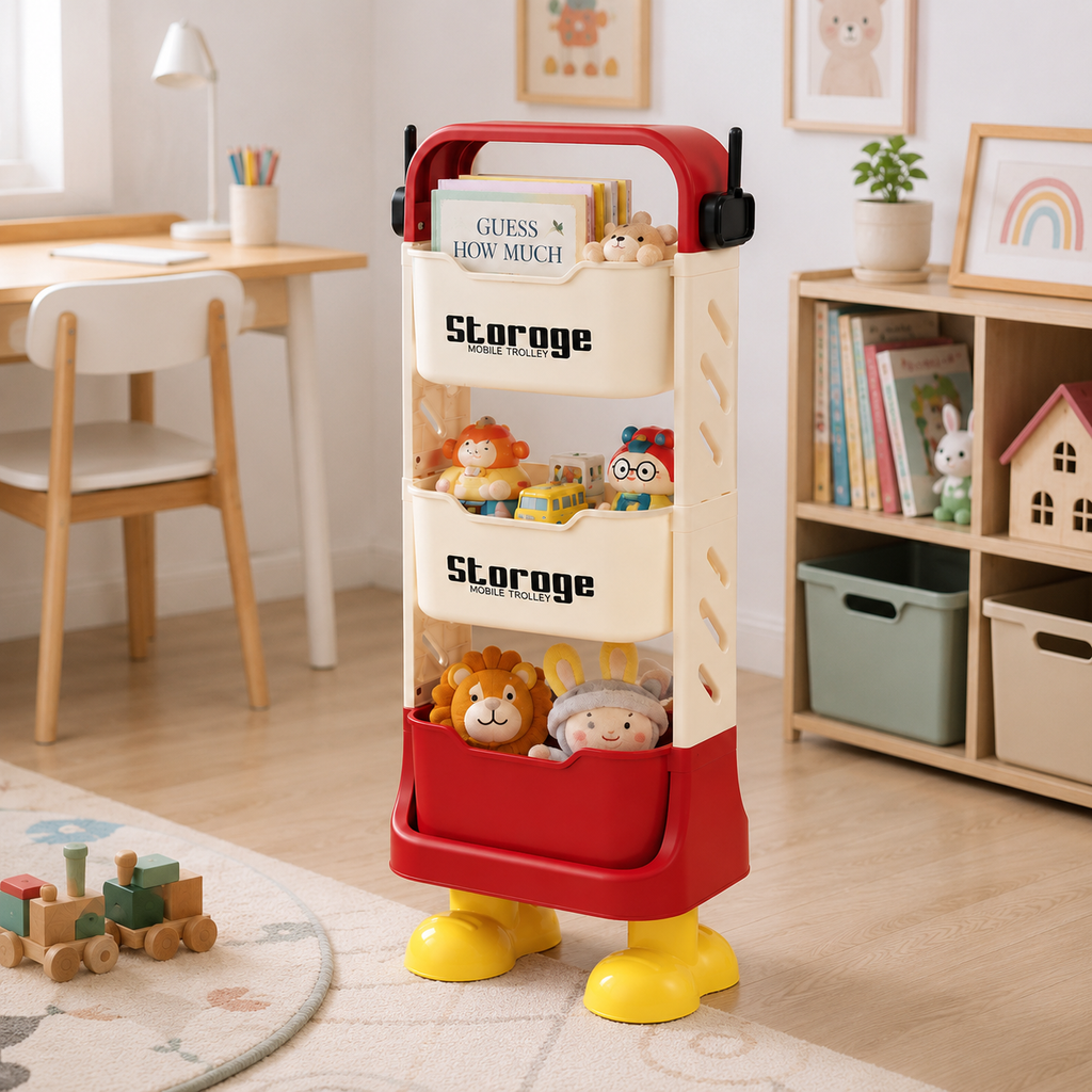 Kids’ 3-Tier Storage Organizer with Cartoon Feet