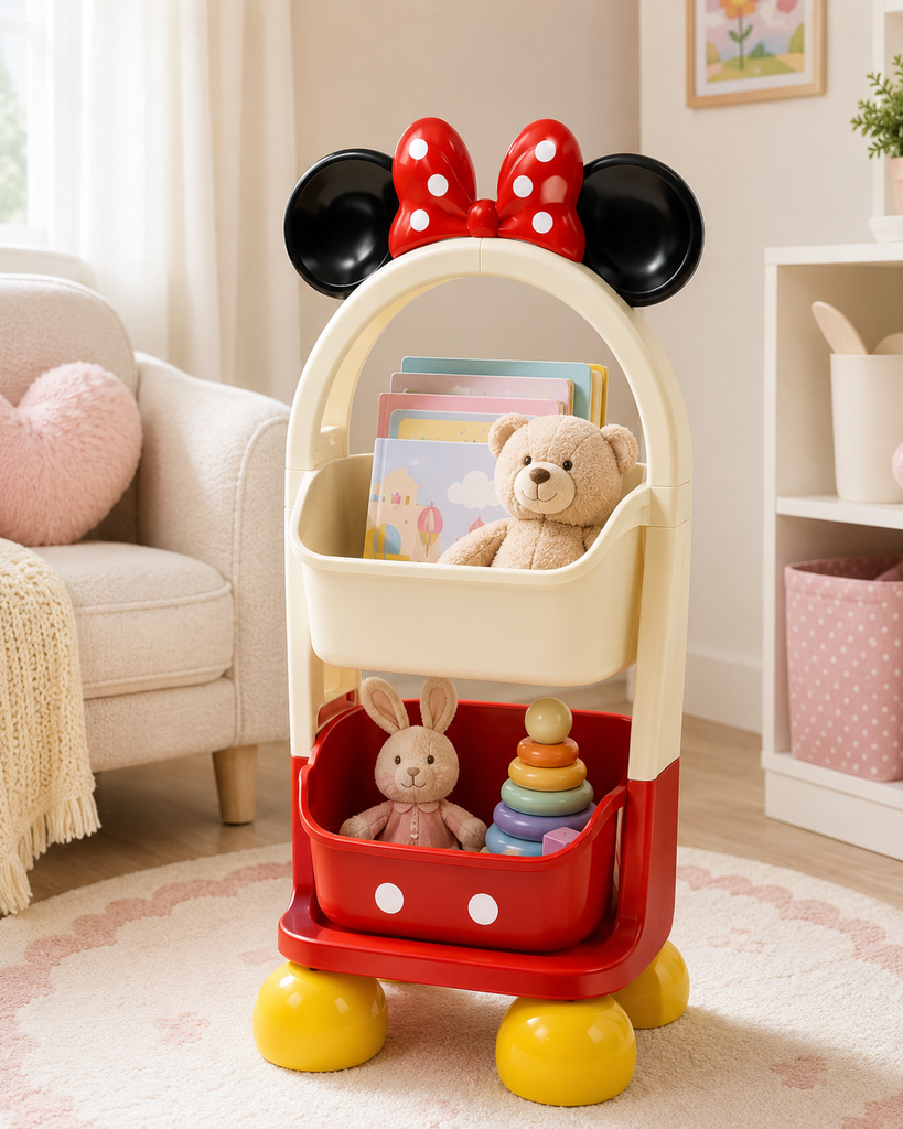 Kids’ Open-Basket Toy & Book Organizer – 2-Tier